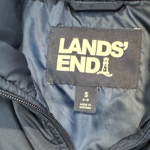 Lands' End Down Puffer Vest Navy Blue Size S (6-8) - Picture 2 of 6